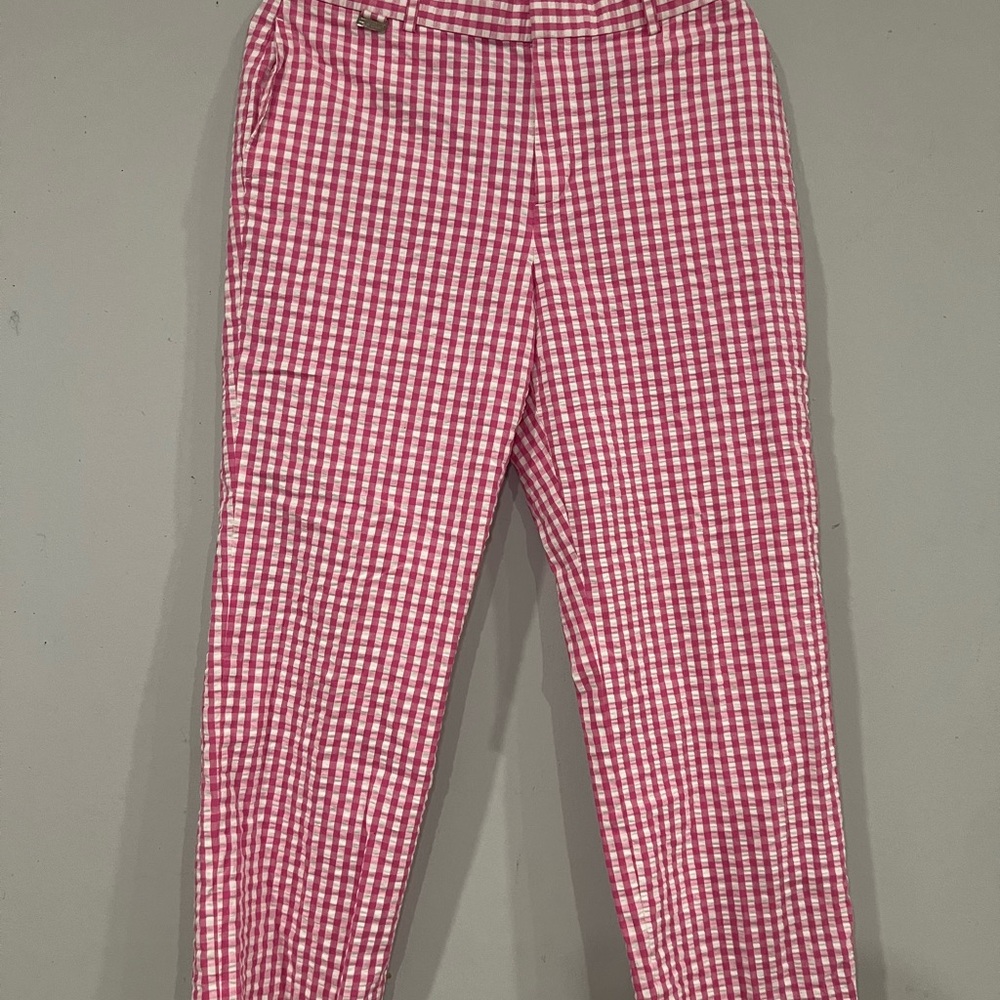 Pink Gingham Checkered Pants